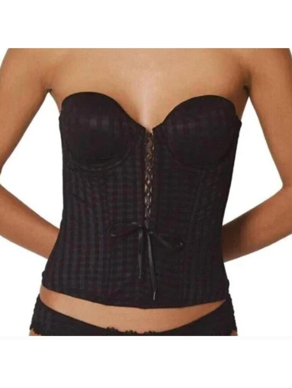 Marie Jo Basque Black Sexy Corset Convertible Lace Up Top 34 B/C